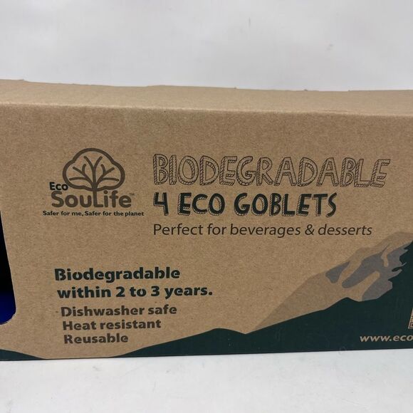 Eco Soul Life Biodegradable Sky Blue Goblet Set of 4 NEW - Picture 3 of 9